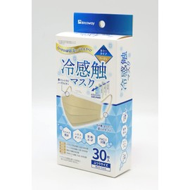 [Bitoway] ビトウコーポレーション 【全国マスク工業会会員】 冷感触 カラー マスク 30枚入 大人用サイズ 男女兼用 (ベージュ)