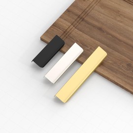 Amerdeco Pack of 10 Hidden Cabinet Handles 128 mm Hole Spacing Invisible Furniture Handles Gold Kitchen Handles Aluminium Drawer Handle Hidden Handles for Wardrobe Door Drawers