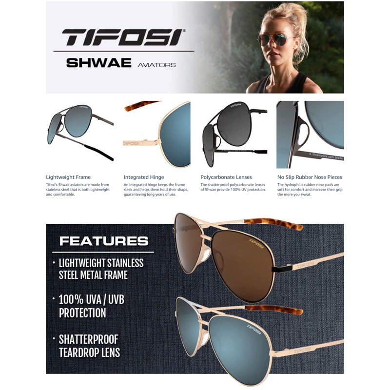 Tifosi Optics Shwae Aviator Sunglasses (Satin Black, Smoke)