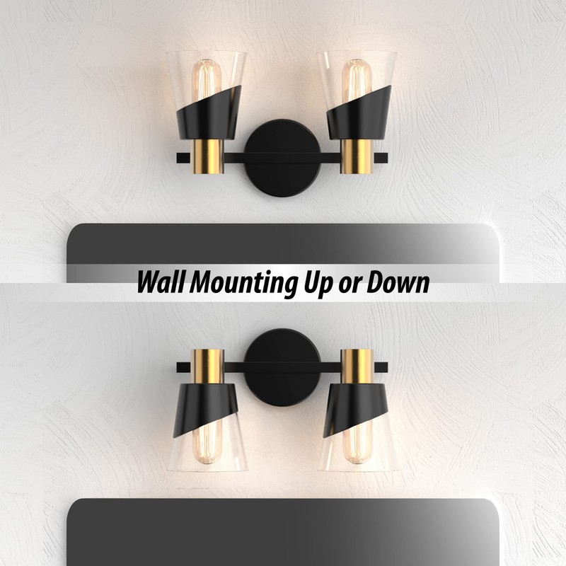 URSOLA Bathroom Lighting Fixtures Over Mirror, 2 Lights Bathroom Vanity