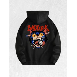 Bad Luck Cat Graphic Hoodie 100% Cotton US Warehouse 7 ColorsColor: Black, Size: 2 XL