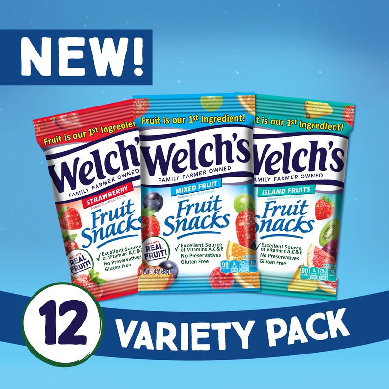 Welch’s Fruit Snacks, Variety Pack With Mixed Fruit, Strawberry &