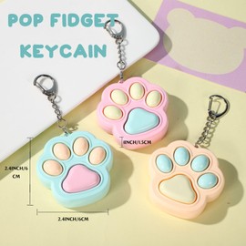 Zioyihan 3 Pcs Cat Paw Fidget Toys Fidget Keychain, Clicker Toys Mini Sensory Toy Anxiety and Stress Relief for Child &Adults