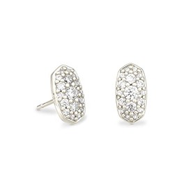 Kendra Scott Grayson Crystal Stud Earring in Silver-Plated Brass, Fashion Jewelry for Women, White Cubic Zirconia
