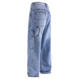 MZNBURAM Men's Non-Stretch Loose Fit Wide-Leg Baggy Jeans Pants (40, B#Ocean Blue)