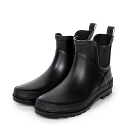 ShedRain Chelsea Rain Boot, Waterproof Ankle Rainboots for Women, Slip-Resistant Rubber Sole, Black/Black