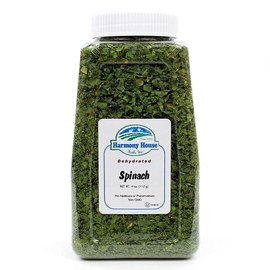 Harmony House Dried Spinach Flakes – Dehydrated Vegetables For Cooking, Camping, Emergency Supply and More (4 oz, Quart Jar)