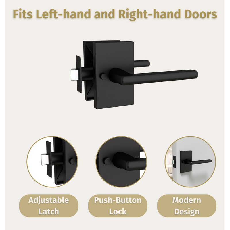 Mega Handles Privacy I Lever Door Handle Set for Hallway,