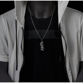 Spartan Warrior Helmet Necklace for Men, Steel Greek Soldier Pendant with Detailed Crest Design