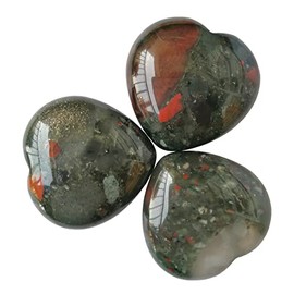 Manekieko Pack of 3 Natural African Bloodstone Bag Palm Tree Thumb Healing Crystal Heart Love Worry Stones 25 mm Reiki Balance Crystal and Healing Stones