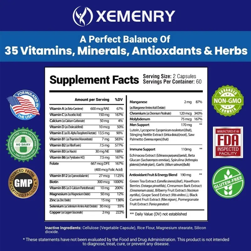 Suplemento Multivitamínico Diario Hombres 120 Cápsulas