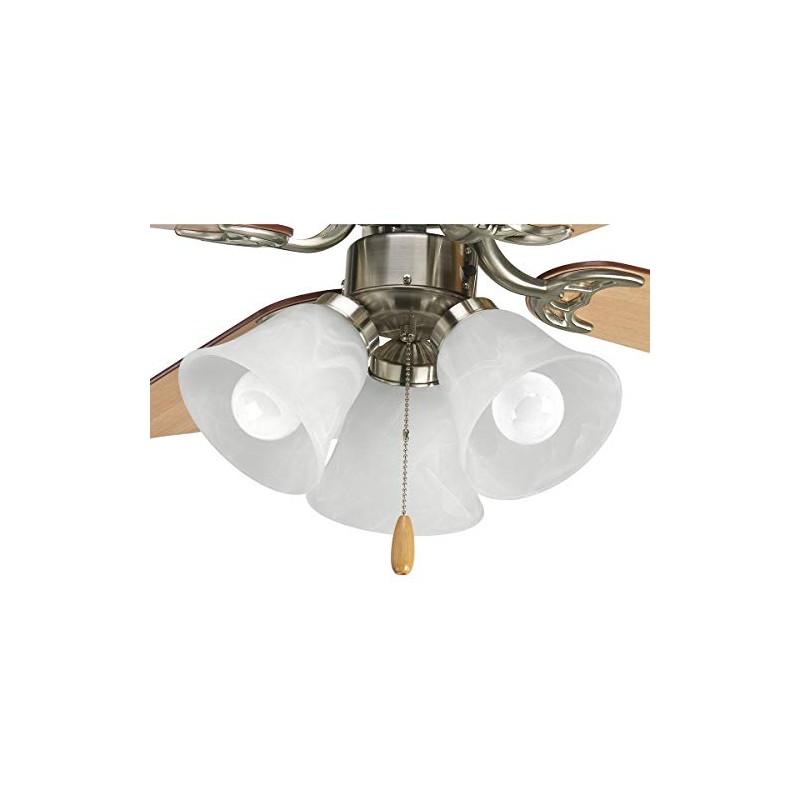 Progress Lighting AirPro Collection Three-Light Ceiling Fan Light, Brushed Nickel
