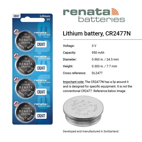 Renata Batteries CR2477N Lithium Coin Cell Battery (1 Pack)