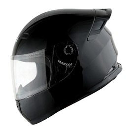 1Storm Motorcycle Youth Kids Street Dirt Bike ATV BMX MX Go Cart Karting Full Face Helmet with LED Tail Light: LED-B15 Glossy Black