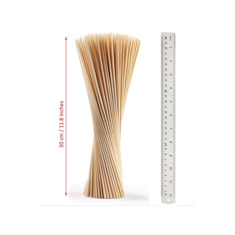 FOOGO Green 250pcs Bamboo Skewers, Large 30cm, Sturdy Eco-Friendly Wooden