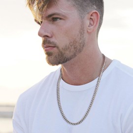 HZMAN Franco Chain for Men 3mm/4mm/5mm/6mm Stainless Steel Men's Chain Square Box Link Chain Necklace 16-30 Inch, 28in, Stainless Steel, No Gemstone