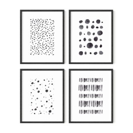 HAUS AND HUES Abstract Artwork for Walls | Wall Art for Living Room Black and White Wall Decor (8"x10" UNFRAMED)