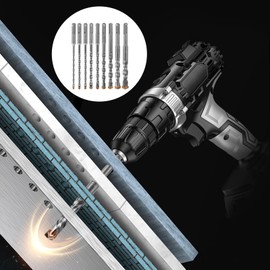 TOSAVGA SDS Plus Drill Bit, 9 Pieces Professional Concrete Drill Bit Hammer Drill Bit with 4 Cutting Edges, 5/6/6/8/8/10/12/14/16 x 160 mm Masonry Drill, Drill Bits for Concrete, Stone, Wood, Brick, Ceramic Tiles