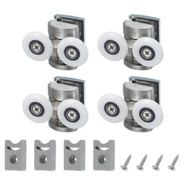 sourcing map 4 Pcs 25mm Double Shower Door Rollers 304 Stainless Steel Bottom Wheels Silver
