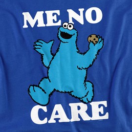 Popfunk Sesame Street Cookie Monster Me No Care Unisex Adult T-Shirt - Large - Royal