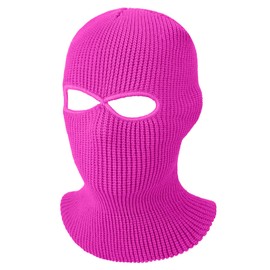 SATINIOR 2-Hole Knitted Ski Mask Full Face Mask Cover Neck Gaiter Winter Balaclava Warm Knit Beanie for Outdoor Sports(Medium,Rose Red)