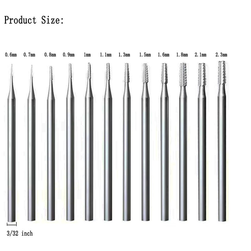 Luo ke 12 Pcs Jewerly Burr Sets - 3/32'' Shank