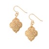 Damask Embossed Bronze Quatrefoil Drop Earrings