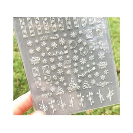 Generic White Christmas Nail Sticker Reindeer Santa Tree Snow Snowman Bear Penguin Me197 Nail Wraps Art Stickers Manicure Supplies for Women for Home Nails Full Long Lasting Easy Apply and Remove