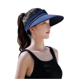 Baseball Cap Women's Baseball Cap Summer UV Protection Sun Hat Adjustable Baseball Cap Removable Visor Hat Wide Brim Peaked Cap Outdoor Beach Hat Women Baseball Cap for Golf Running Travel, navy