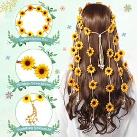 Echehi Sunflower Hair Accessories, Sunflower Headband, Floral Hippie Accessories, Flower Wreath Hair for Carnival, Wedding