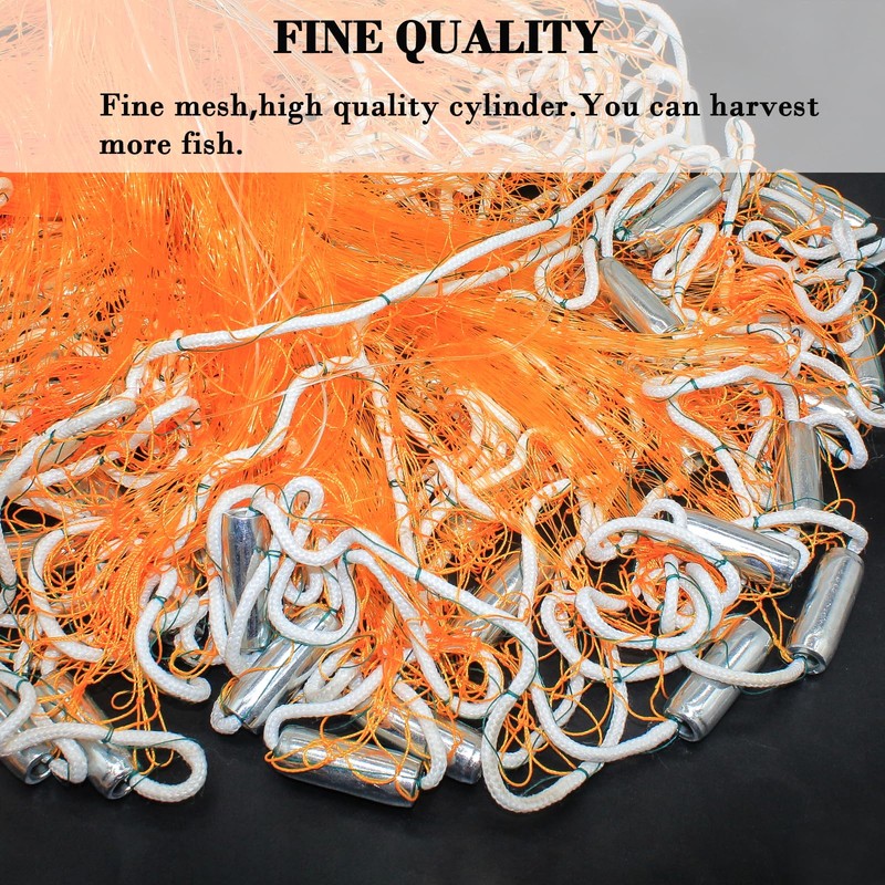FREGITO Cast Net with Aluminum Ring, American Cast net, Hand