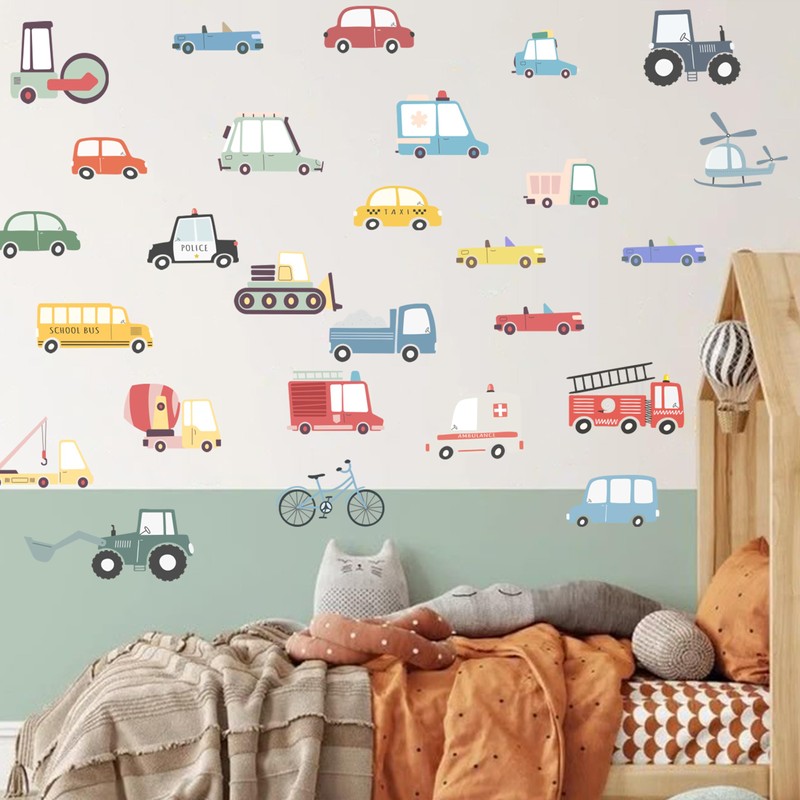 Upfirst 9PCS Watercolor Transportation Wall Decal