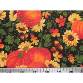 Pumpkin Patch with Glitter On The Cotton Fabric…