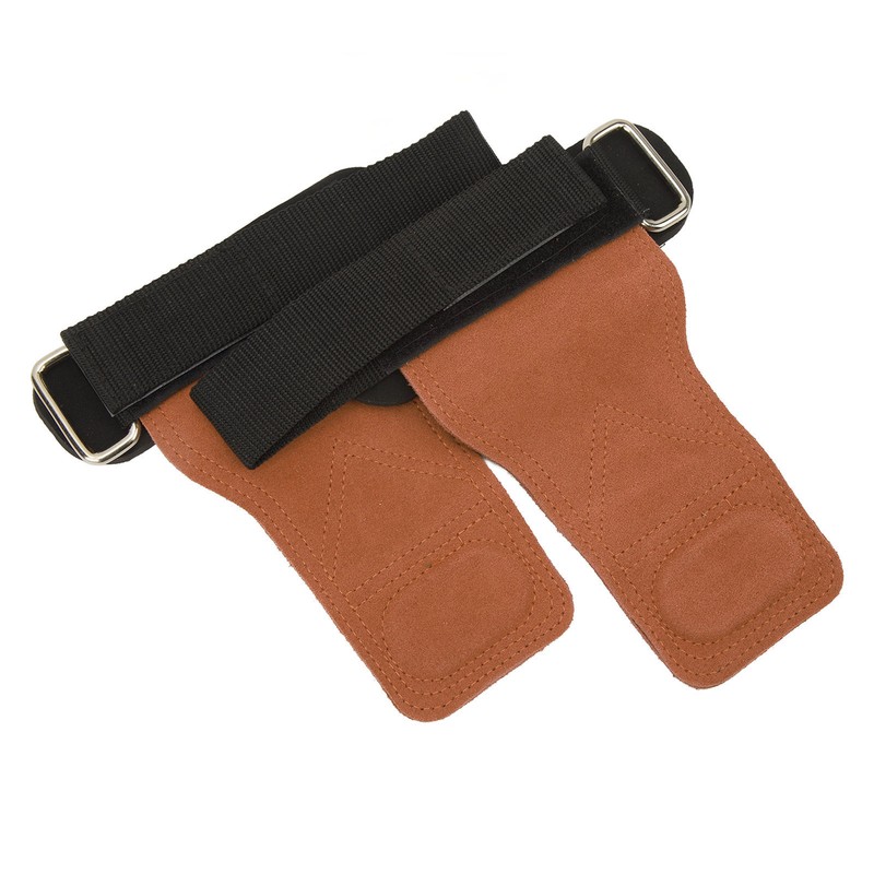 1 Pair Weight Lifting Grip Straps Double Cowskin Deadlifts Pull