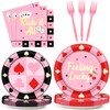 96 Pcs Casino Paper Party Plates and Napkins for Las Vegas Themed Party Supplies Casino Night Poker Dessert Tableware Set for 24 Guests Las Vegas Birthday Bachelorette Party Decorations