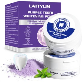 Teeth Whitening Powder, 2PCS Purple R5X Toothpaste Whitening Powder with 20,000ppm Hydroxyapatite & 20,000ppm Niacinamide,Teeth Whitening & Removes Stains & Breath Freshener,60g