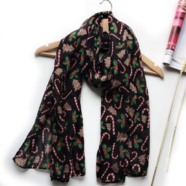 KorhLeoh Christmas-Scarves Lightweight-Chiffon-Scarfs for Women - Elegant Floral Scarfs Shawl Christmas Gift Wrapped