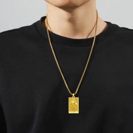 PELOVNY Gold Skull Necklace 925 Sterling Silver Skeleton The Lovers Tarot Card Necklace Skull Jewelry Christmas Valentines Day Gifts for Women Men Unisex