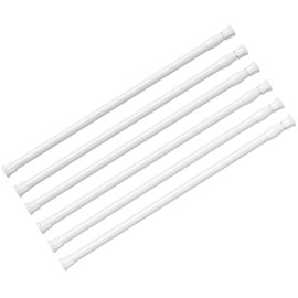 6 Pack Small Spring Tension Curtain Rod 12 to 20 Inch, Thin Tension Rod No Drill for Window Cupboard Closet, White