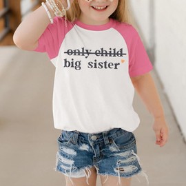 CM C&M WODRO Big Sister Toddler Shirt Only Child Promoted to Big Sister Announcement T-Shirt Gift Little Girl Sibling Outfit (Pink, 2-3T)