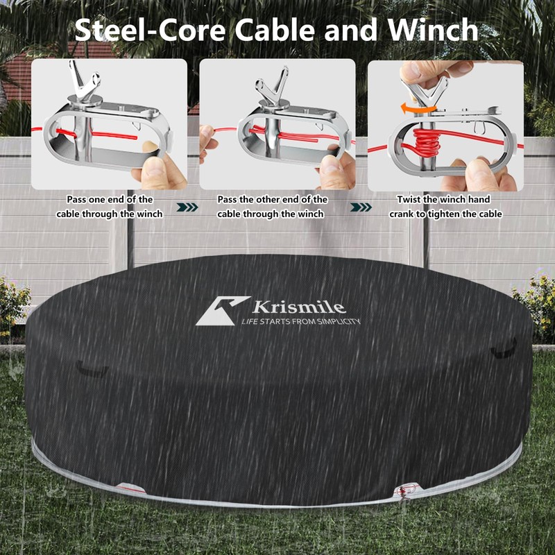 Krismile Solar Stock Tank Pool Cover,Heavy Duty All-Weather Protection 8Ft