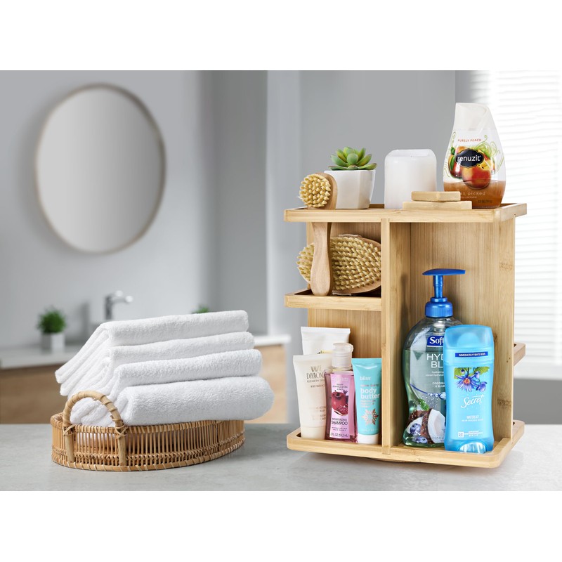 Sorbus 360° Makeup Organizer - Bamboo Wood Make Up Storage