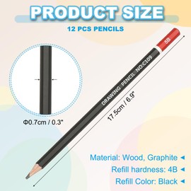 PATIKIL 5B Drawing Pencils for Sketching, 12PCS Sketch Pencils for Drawing Art Pencils Graphite Wood Pre-sharpened for Drawing Sketching Artists, 5B Pencils Black Red Rod