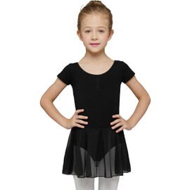 MdnMd Toddler Girls Dance Ballet Leotard with Tutu Skirt Outfit Dress (Black, Age 4-6 / 4t,5t)