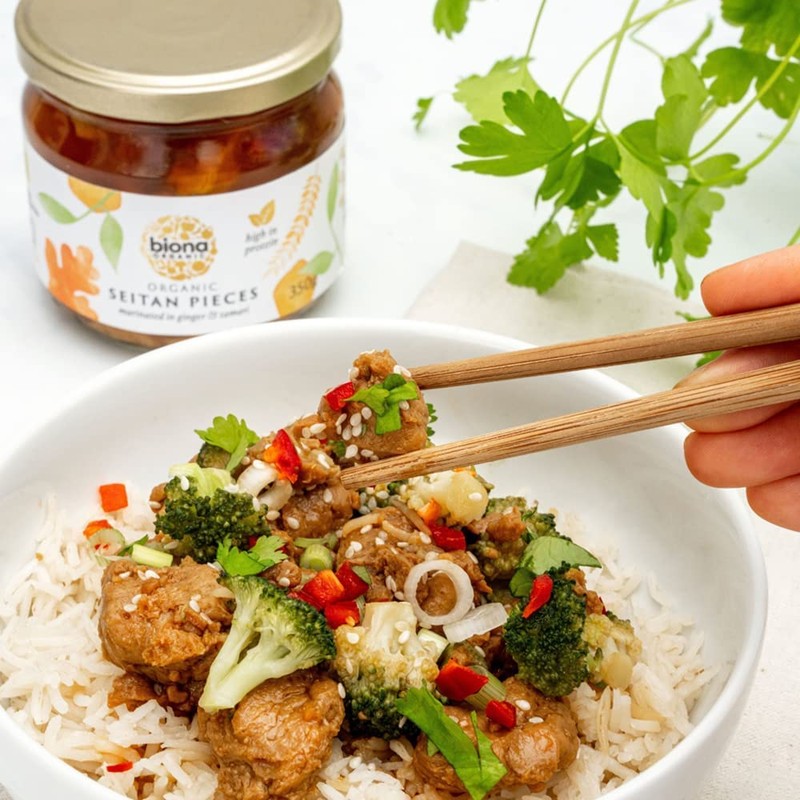 Biona Organic Seitan Pieces in Soya Sauce and Ginger, 350g