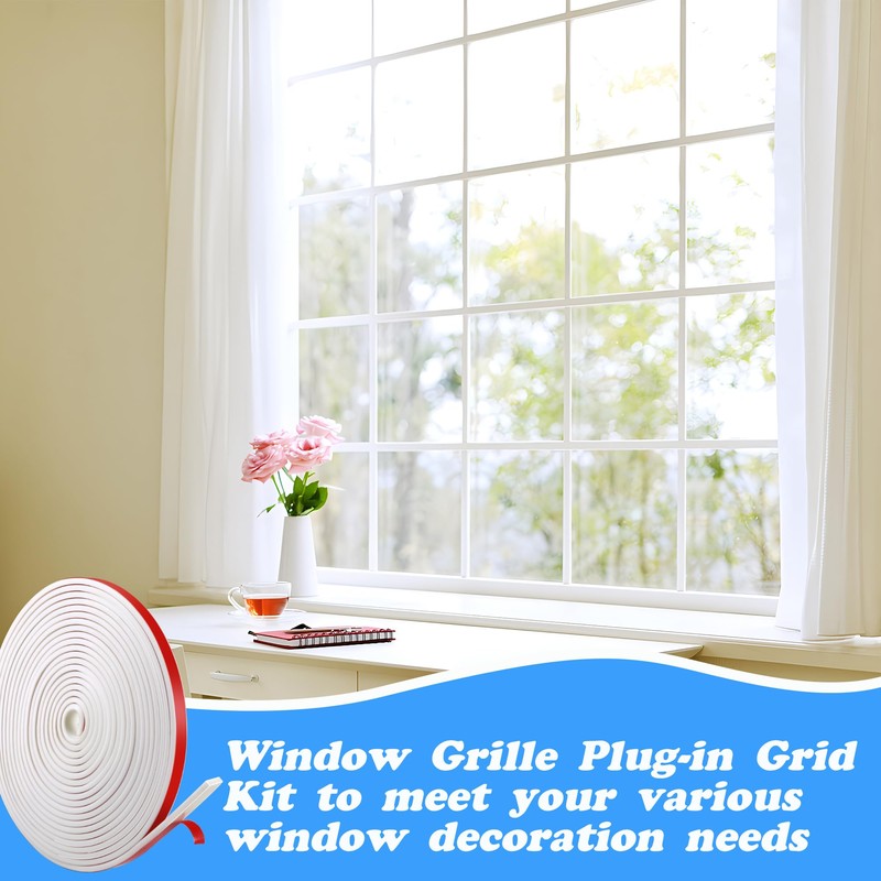 moonoom 33 Ft Window Grille Inserts Grid Kit- PVC Self-Adhesive
