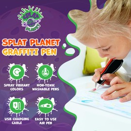 Electric Airbrush Pen, Cordless Rechargeable Electric Airbrush Sprayer, Water Colour Spray Pen, Airbrush Marker Set 12 Colors, Washable Watercolour Paints Pens Art & Crafts Gift for Painting & Drawing