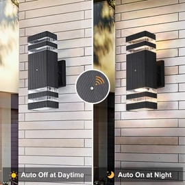 TEBLAMPUE Dusk to Dawn Outdoor Lighting Wall Mount, Porch Lights Outdoor Wall Lamps for Patio Waterproof 14W LED Exterior Light Fixture Sconce Lights for House Hallway Garden Corridor