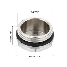 PATIKIL 3/4 Inch BSP 2 Pack Male Thread Empty Cap Manual Radiator Vent Plug Valve Nickel-Plated Brass Plug for Heating Silver