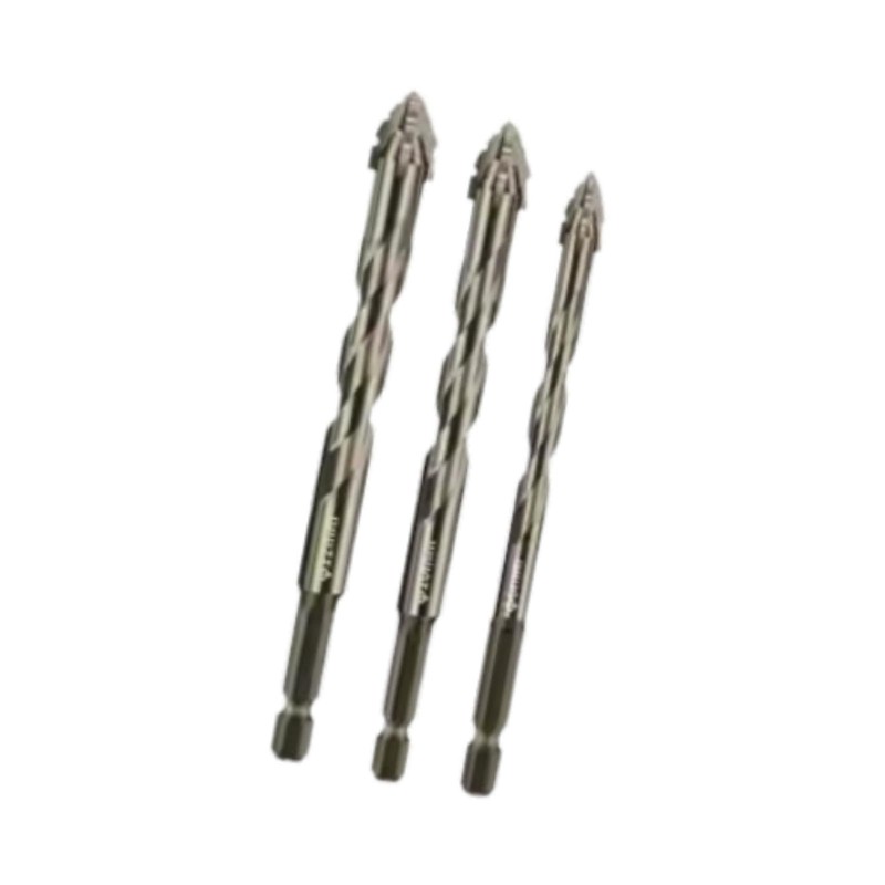 Milageto 3Pcs Four Flute Sawtooth Eccentric Drill Bits Hexagon Shank